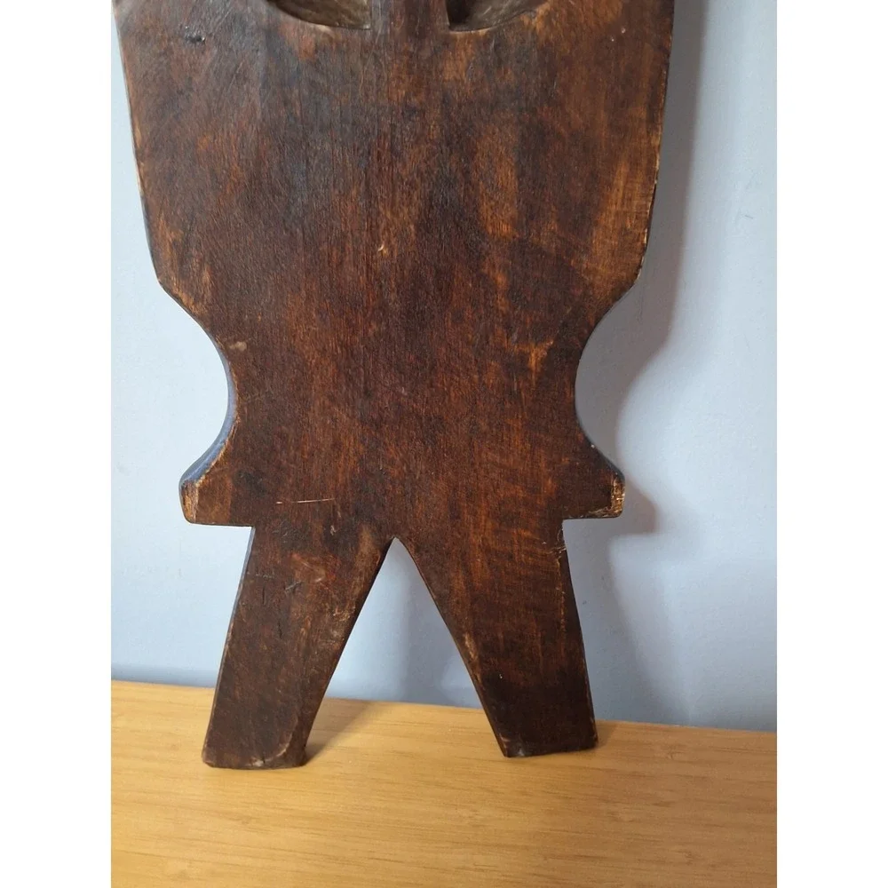 Vintage Hand-Carved Wooden Decorative Shield. Used For Defense Or Ceremonies